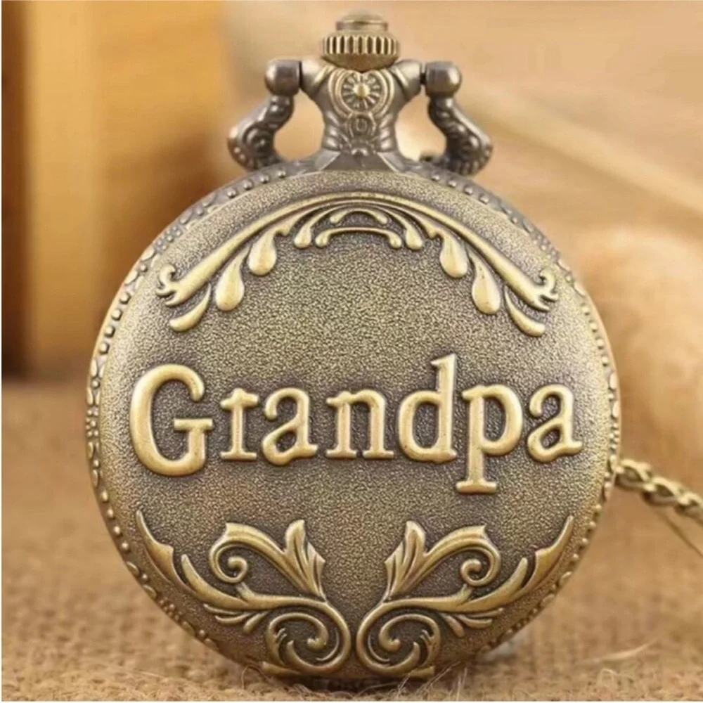 Women’s Retro Bronze Grandpa Pocket Watch Quartz Watch Pendant Grandfather Gift